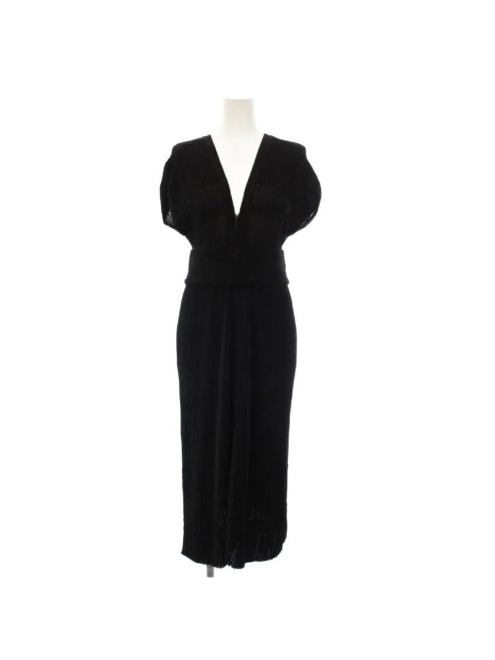 Chanel Dress Front Zip Sleeveless Long 42 Black